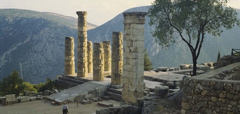 Framed High angle view of ruined columns, Temple Of Apollo, Delphi, Greece Print