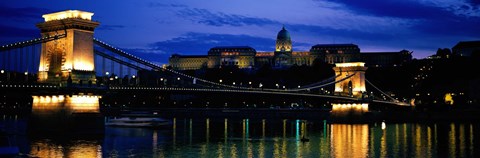 Framed Szechenyi Bridge Royal Palace Budapest Hungary Print