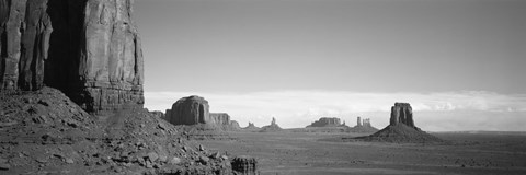 Framed Rock Formations, Monument Valley, Arizona, USA (black &amp; white) Print