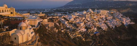 Framed High angle view of buildings in a town, Fira, Santorini, Cyclades Islands, Greece Print