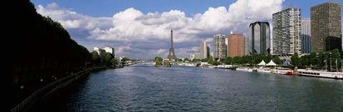 Framed Eiffel Tower Across Seine River, Paris, France Print