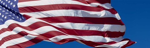 Framed Close-up of an American flag fluttering, USA Print