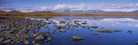 Framed Rocks and pebbles in a lake, Torne Lake, Lapland, Sweden Print