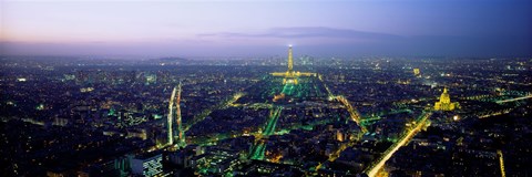 Framed Aerial view of a city, Paris, France Print