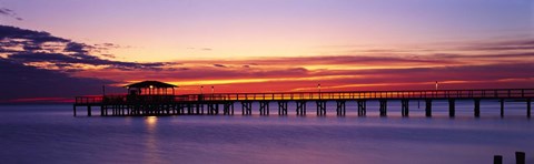 Framed Sunset Mobile Pier AL USA Print