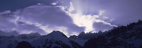 Framed Switzerland, Canton Glarus, View of clouds over snow covered peaks Print