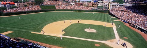 Framed Packed stadium at Wrigley Field, USA, Illinois, Chicago Print