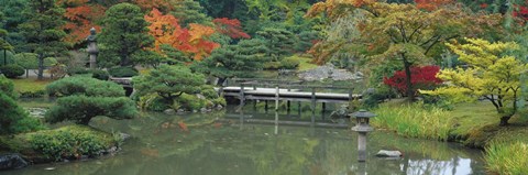 Framed Plank Bridge, The Japanese Garden, Seattle, Washington State, USA Print