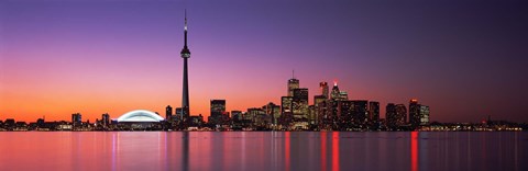 Framed Reflection of buildings in water, CN Tower, Toronto, Ontario, Canada Print