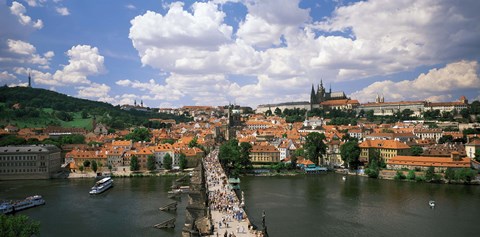Framed Aerial view of Charles Bridge Prague Czech Republic Print