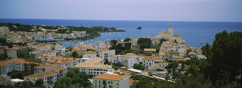 Framed High angle view of a city, Cadaquez, Barcelona, Spain Print
