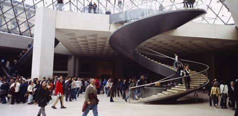 Framed Group of people in a museum, Louvre Pyramid, Paris, France Print