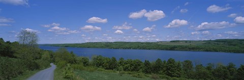 Framed Road near a lake, Owasco Lake, Finger Lakes Region, New York State, USA Print