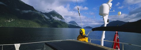 Framed Sailor on a yacht, New Zealand Print
