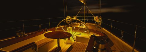 Framed Yacht cockpit at night, Caribbean Print