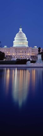 Framed Reflection of a government building in water, Capitol Building, Capitol Hill, Washington DC, USA Print