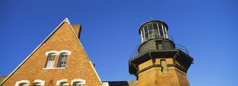 Framed Low angle view of a lighthouse, Block Island, Rhode Island, USA Print