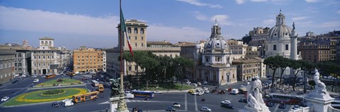 Framed High angle view of traffic on a road, Piazza Venezia, Rome, Italy Print