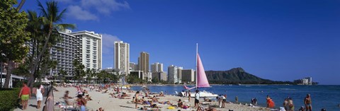 Framed Waikiki Beach Oahu Island HI USA Print
