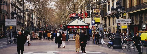 Framed Tourists in a street, Barcelona, Spain Print