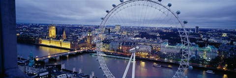 Framed Ferris wheel in a city, Millennium Wheel, London, England Print