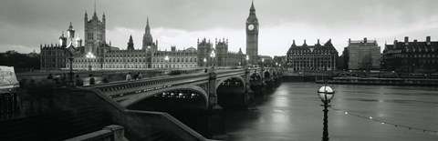 Framed Bridge across a river, Westminster Bridge, Houses Of Parliament, Big Ben, London, England Print