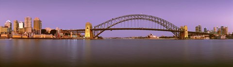 Framed Bridge at dusk, Sydney Harbor Bridge, Sydney, New South Wales, Australia Print