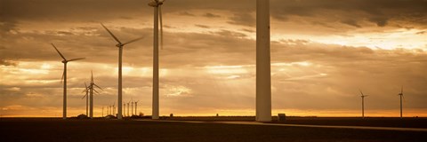 Framed Wind turbines in a field, Amarillo, Texas, USA Print