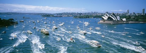 Framed Pleasure Boats, Sydney Harbor, Australia Print