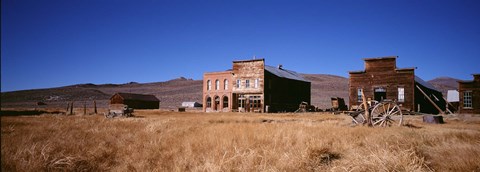 Framed Buildings in a ghost town, Bodie Ghost Town, California, USA Print