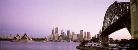 Framed Sydney Harbor Bridge with Purple Sky, Sydney, Australia Print