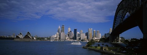 Framed Skyscrapers On The Waterfront, Sydney Harbor Bridge, Sydney, New South Wales, United Kingdom, Australia Print