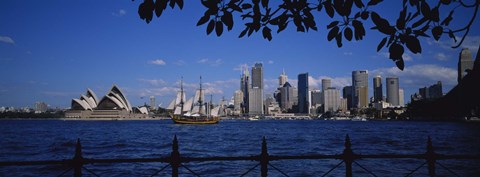 Framed Skyscrapers On The Waterfront, Sydney Opera House, Sydney, New South Wales, United Kingdom, Australia Print