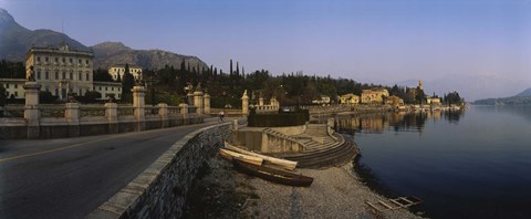 Framed Boats on the coast, Lombardy, Lake Como, Italy Print