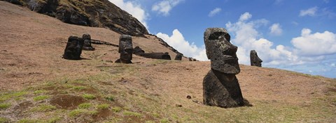 Framed Close Up of Moai statues, Easter Island, Chile Print