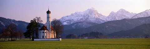 Framed St Coloman Church and Alps Schwangau Bavaria Germany Print