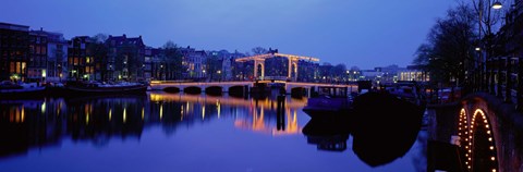 Framed Bridge at night, Amsterdam Netherlands Print