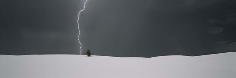 Framed Lightning in the sky over a desert, White Sands National Monument, New Mexico, USA Print