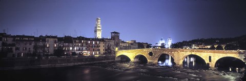 Framed Ponte Pietra And Adige River, Verona, Italy Print
