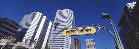 Framed Low angle view of buildings, Cite Internationale Square, Montreal, Quebec, Canada Print