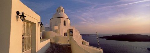 Framed Buildings at the waterfront, Santorini, Cyclades Islands, Greece Print