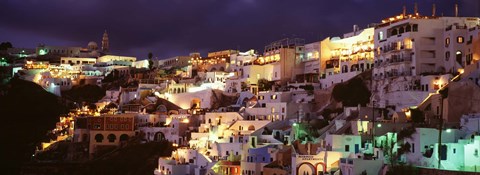 Framed Town at night, Santorini, Greece Print