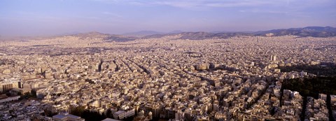 Framed Aerial view of a city, Athens, Greece Print