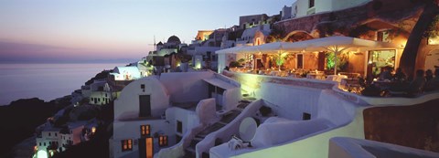 Framed Terrace overlooking the Caldera, Santorini, Greece Print