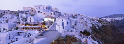 Framed White washed buildings, Santorini, Greece Print