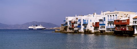 Framed Buildings at the waterfront, Mykonos, Cyclades Islands, Greece Print