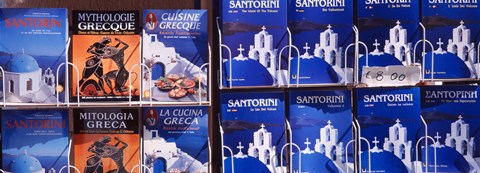 Framed Travel Guides, Santorini, Greece Print