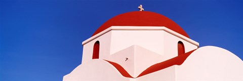 Framed Church with red dome, Mykonos, Cyclades Islands, Greece Print