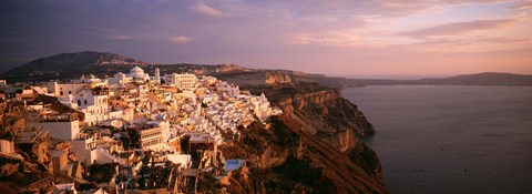 Framed Aerial view of town, Santorini, Greece Print