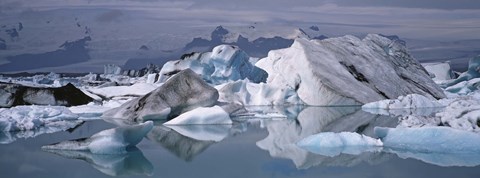 Framed Glacier Floating On Water, Vatnajokull Glacier, Iceland Print